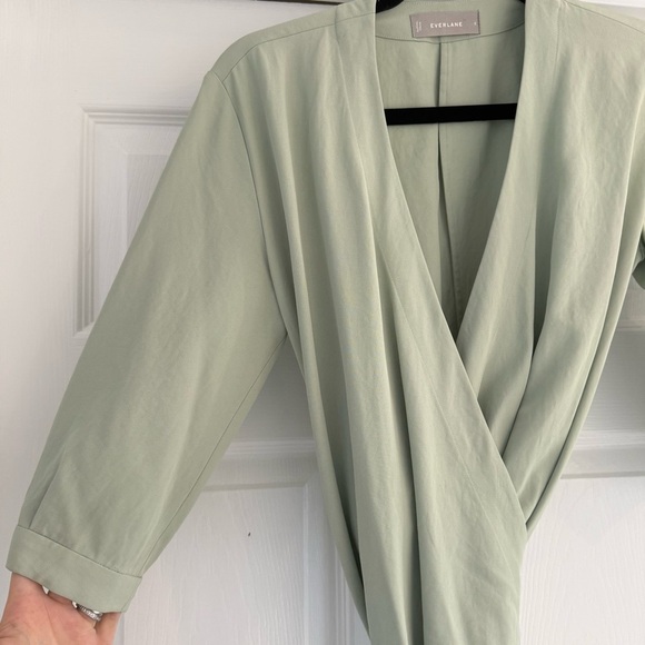 EVERLANE Light Green Japanese GoWeave Long-Sleeve Mini Wrap Dress 0 - Picture 8 of 12